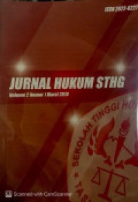 Image of JURNAL HUKUM STHG: VOLUME 2 NOMOR 1