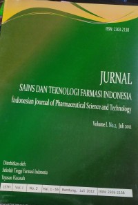 Image of JURNAL SAINS DAN TEKNOLOGI FARMASI INDONESIA: VOLUME 1: NOMOR 2